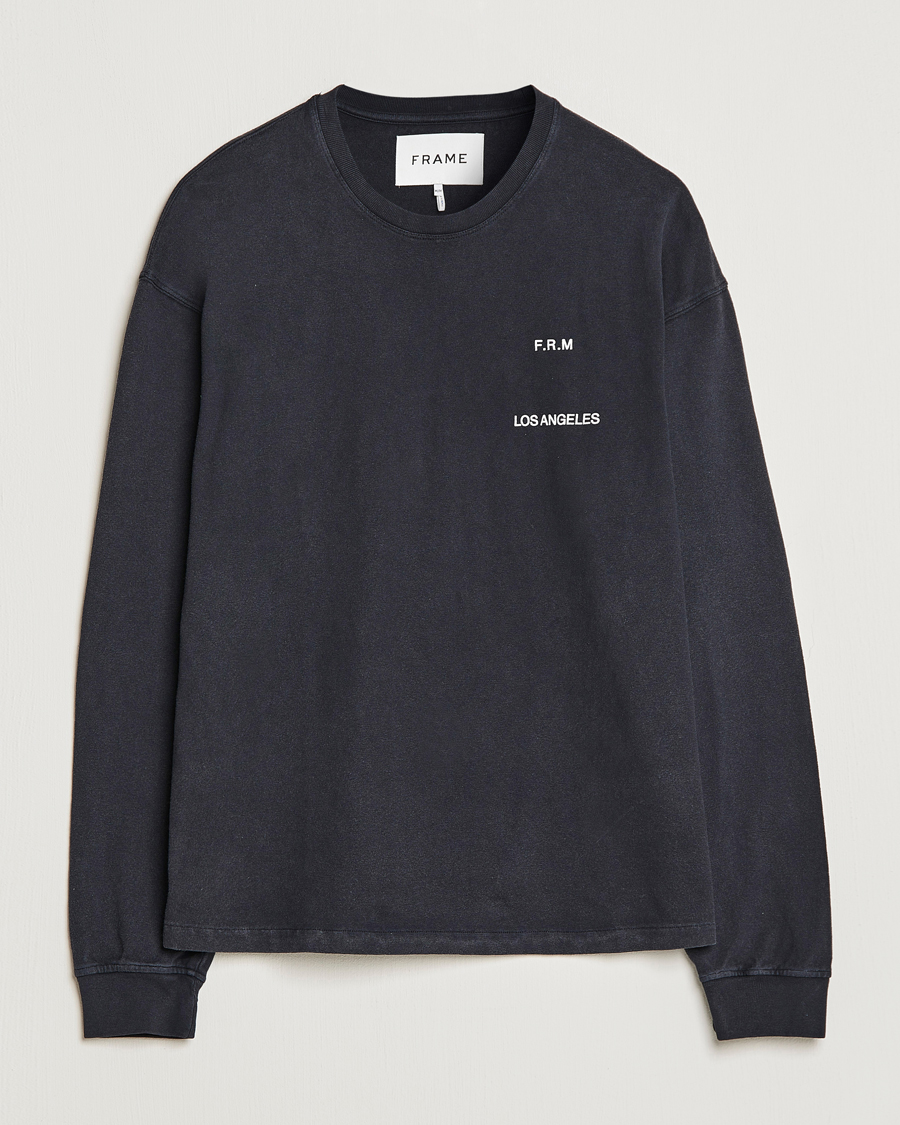 Herr | T-Shirts | FRAME | Washed Long Sleeve T-Shirt Black