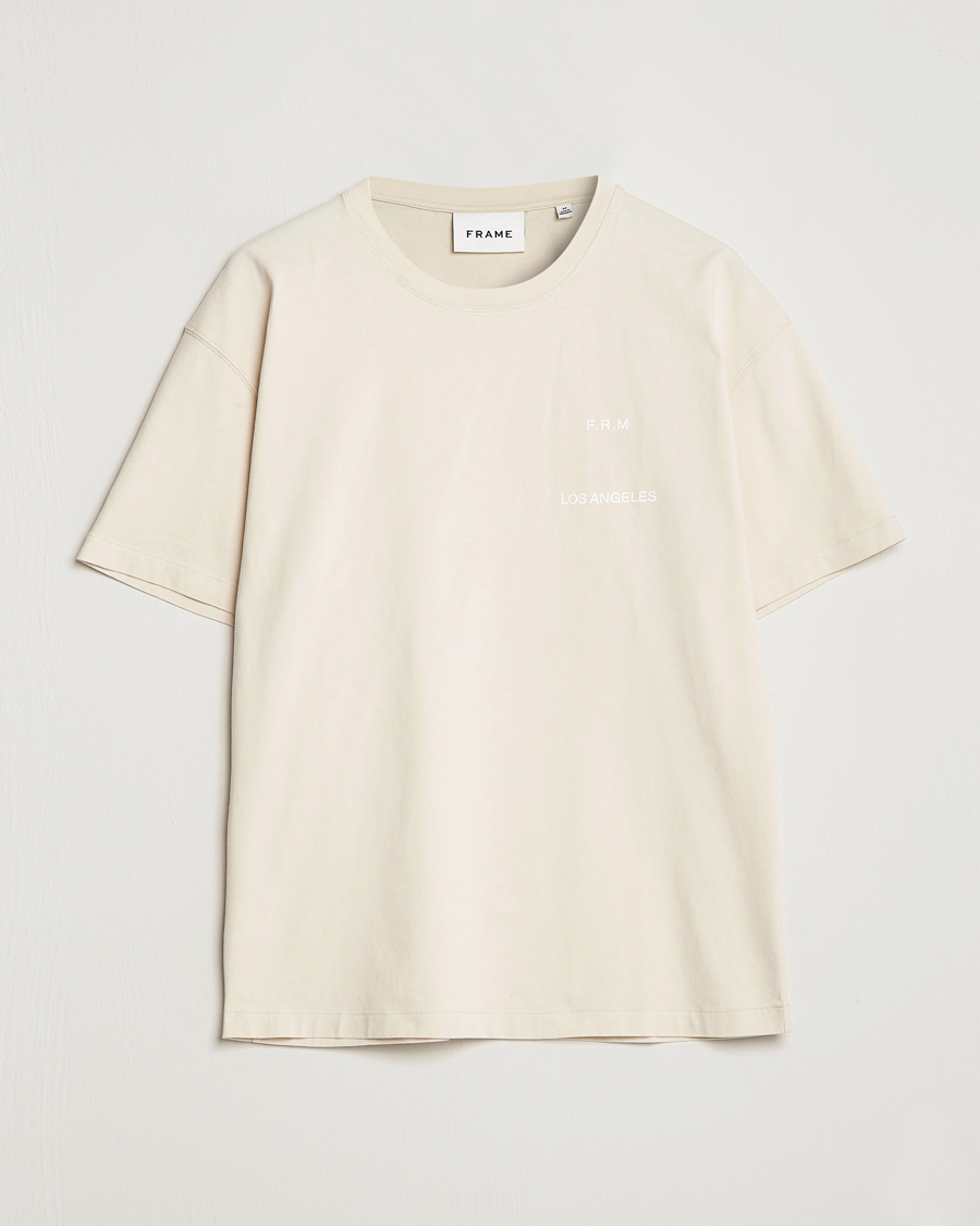 Herr | T-Shirts | FRAME | Logo Print T-Shirt White Beige