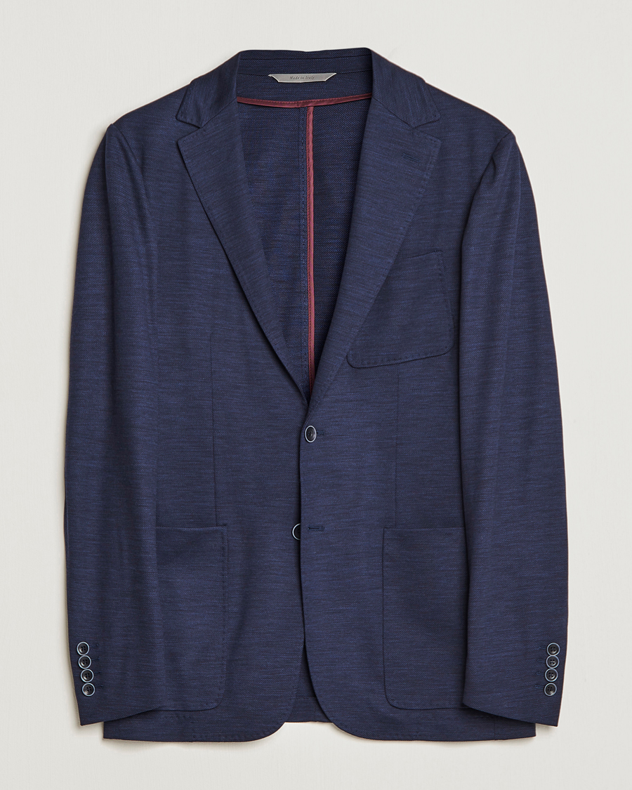 Herr | Kavajer | Canali | Wool Jersey Blazer Navy