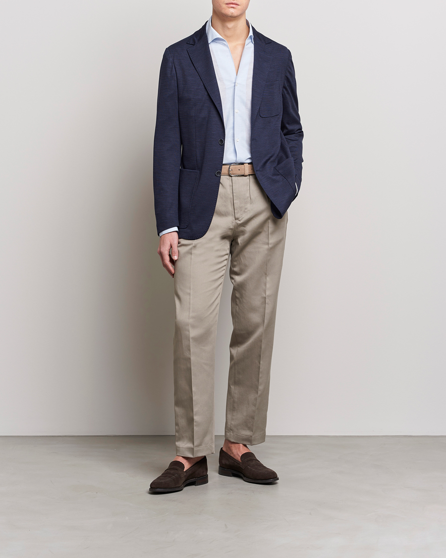 Herr | Kavajer | Canali | Wool Jersey Blazer Navy