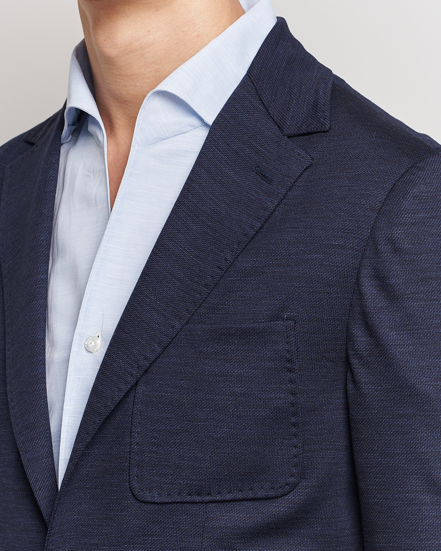 Herr | Kavajer | Canali | Wool Jersey Blazer Navy
