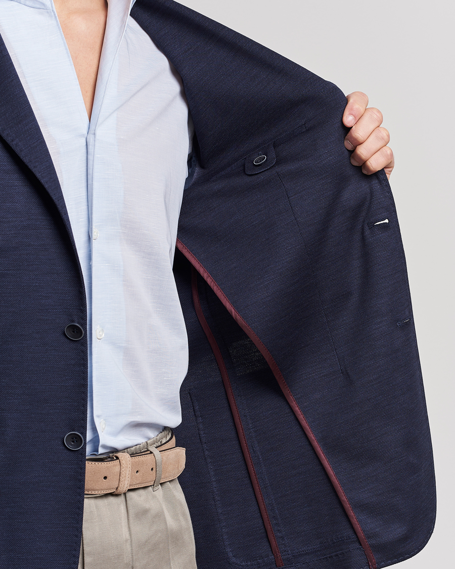 Herr | Kavajer | Canali | Wool Jersey Blazer Navy