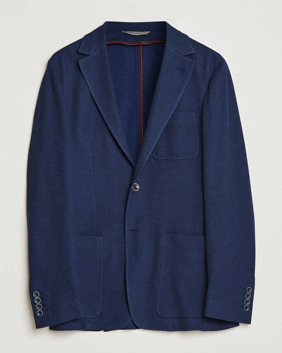 Herr | Kavajer | Canali | Cotton Stretch Jersey Blazer Navy