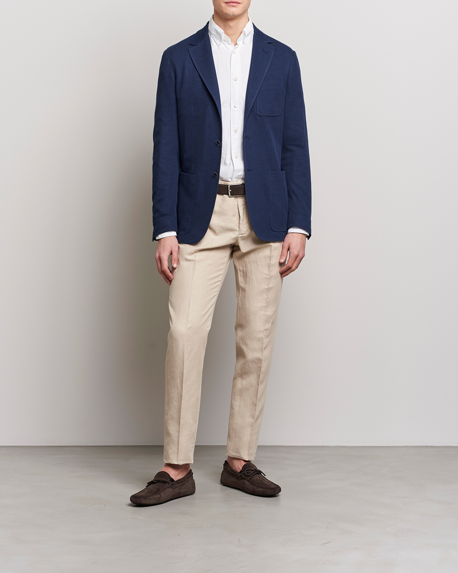 Herr | Kavajer | Canali | Cotton Stretch Jersey Blazer Navy