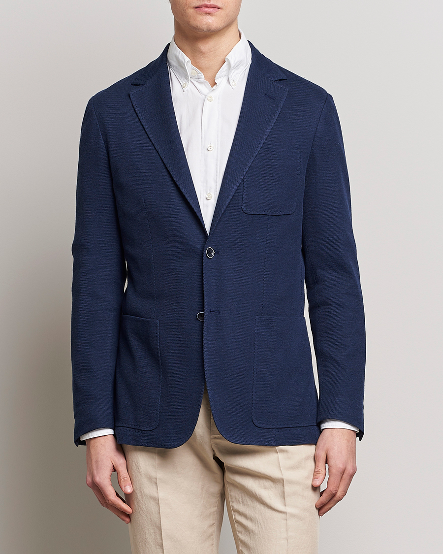Herr | Kavajer | Canali | Cotton Stretch Jersey Blazer Navy