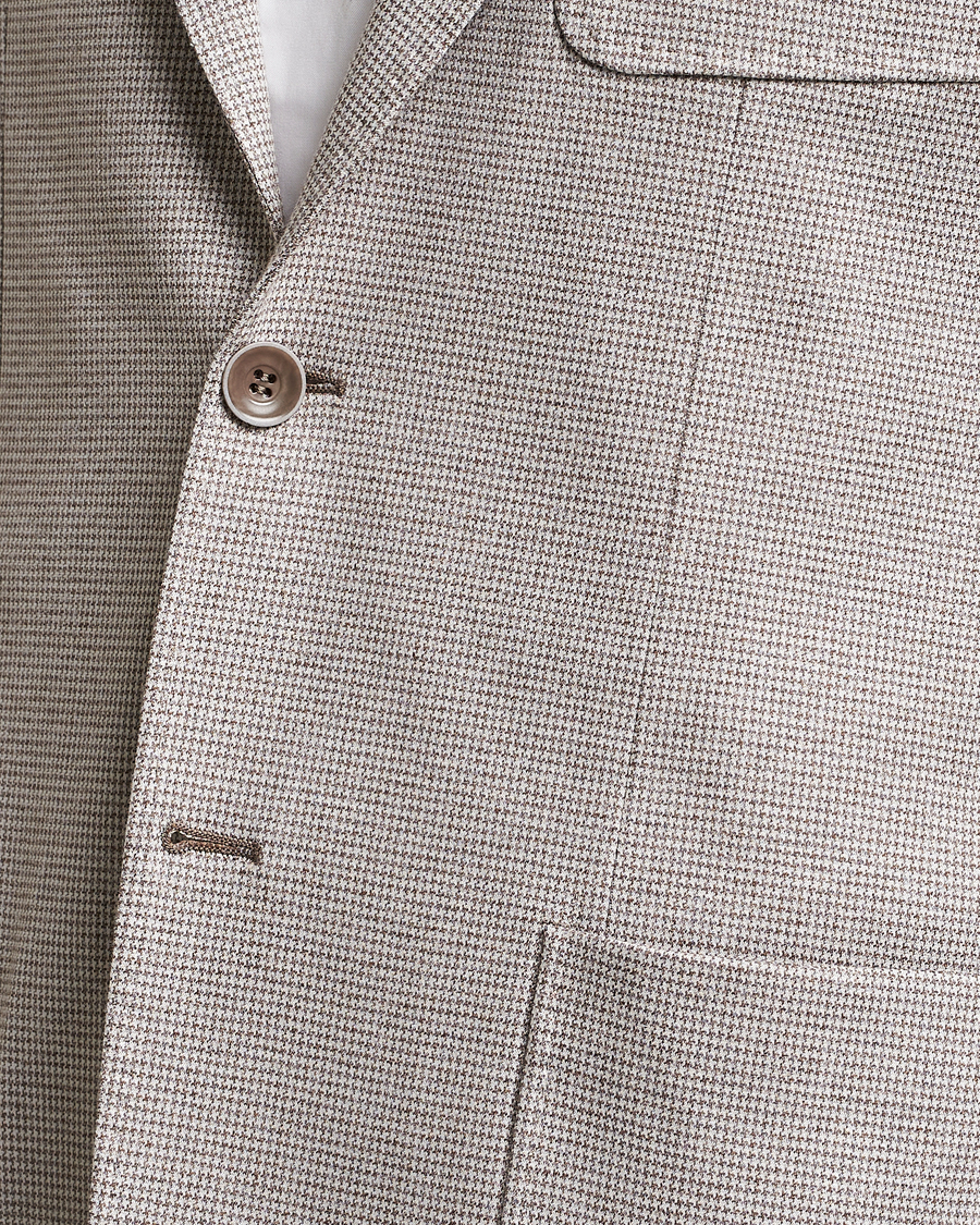 Herr | Kavajer | Canali | Houndstooth Jersey Blazer Beige