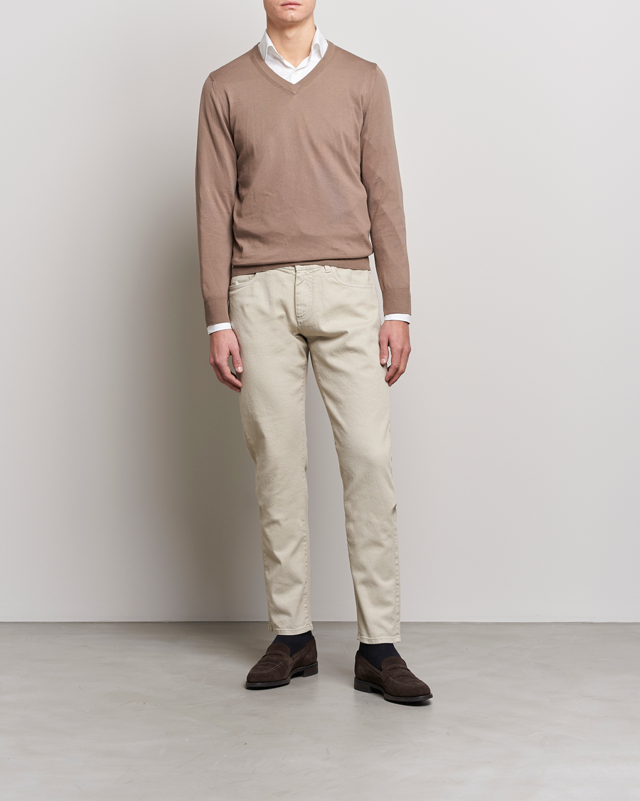 Herr | Byxor | Canali | Slim Fit 5-Pocket Pants Beige