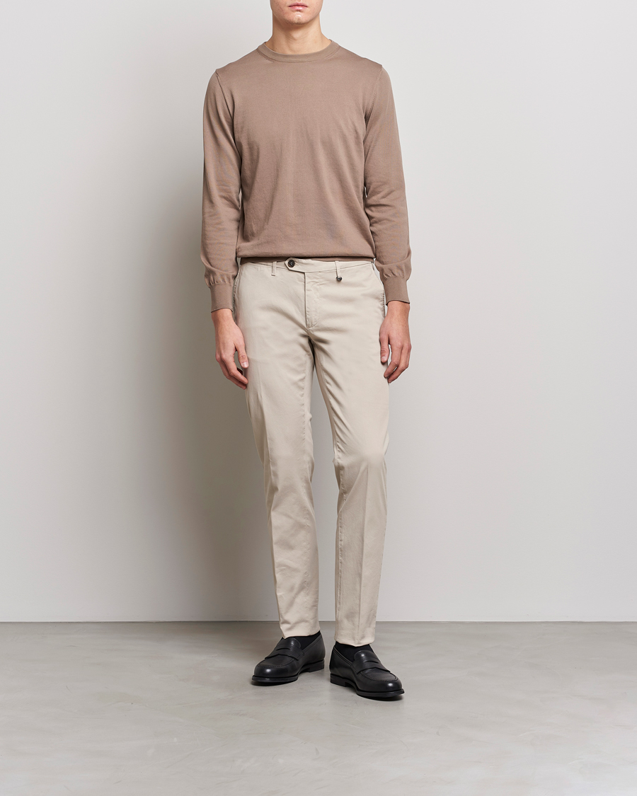 Herr | Byxor | Canali | Cotton Stretch Chinos Beige