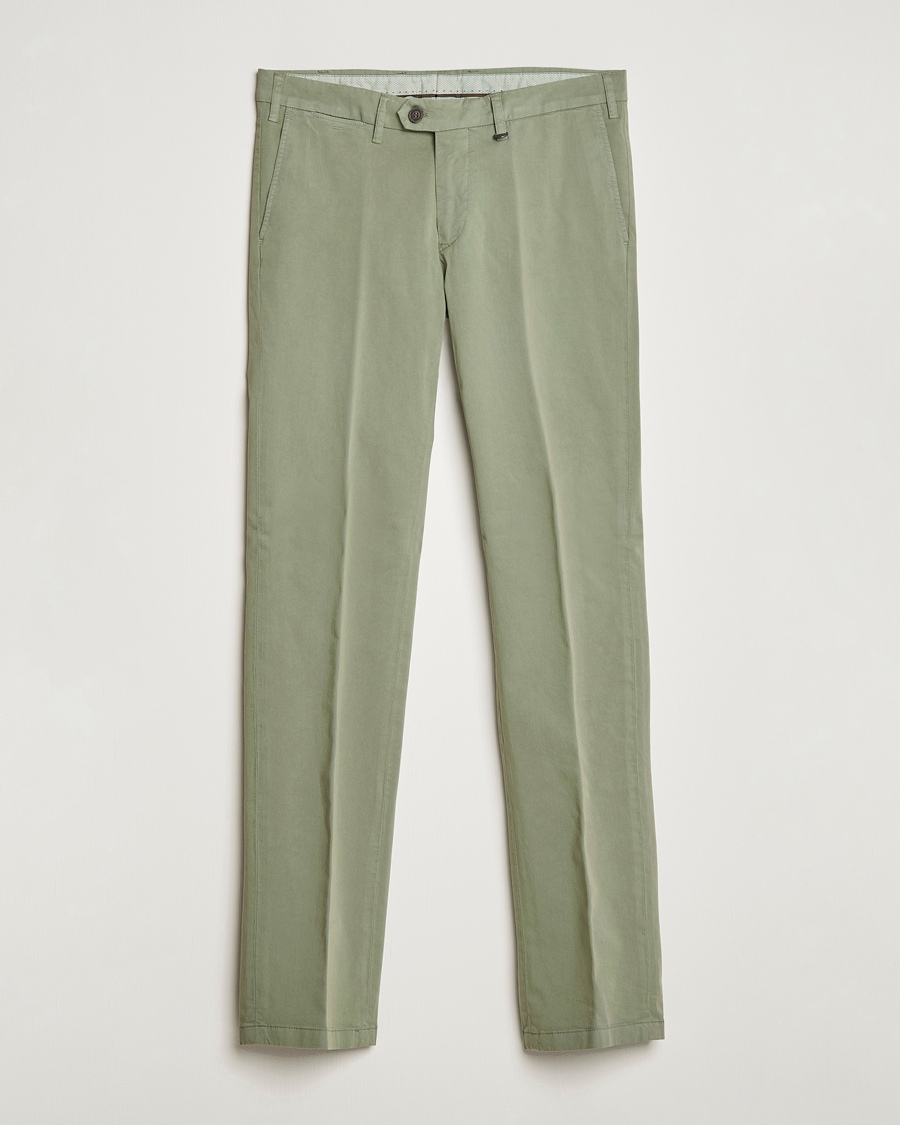 Herr | Byxor | Canali | Cotton Stretch Chinos Sage