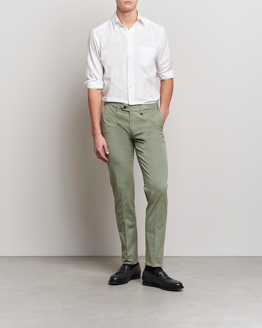 Herr | Byxor | Canali | Cotton Stretch Chinos Sage