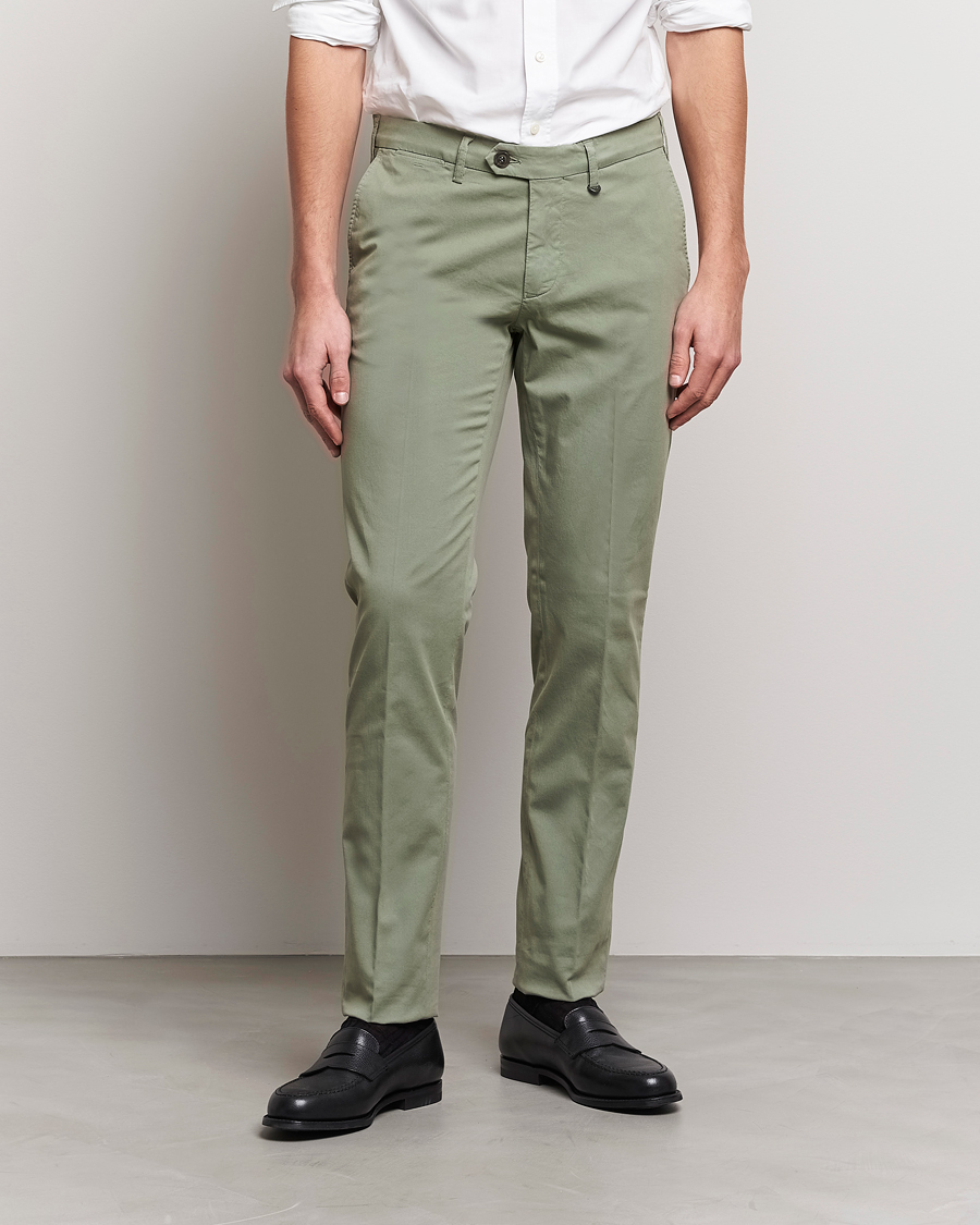 Herr | Byxor | Canali | Cotton Stretch Chinos Sage
