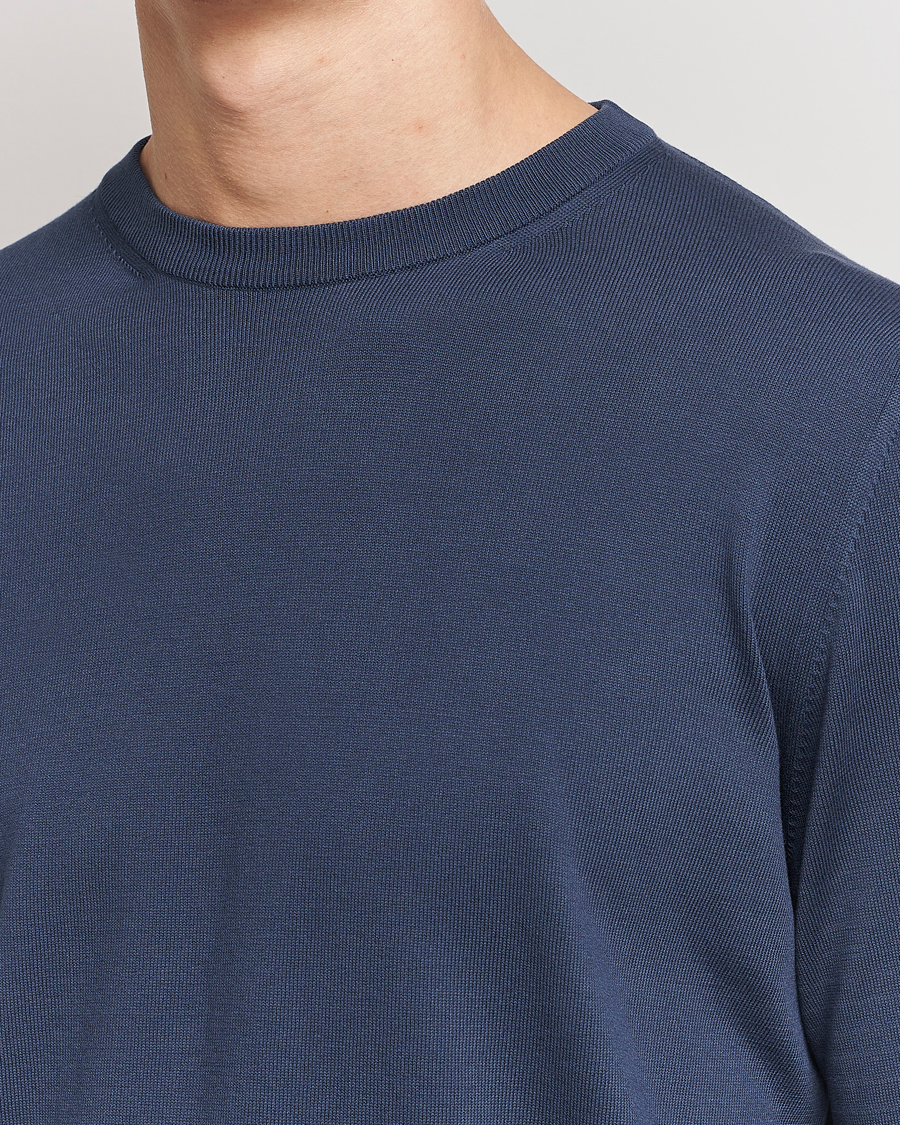Herr | Tröjor | Canali | Cotton Crew Neck Pullover Steel Blue