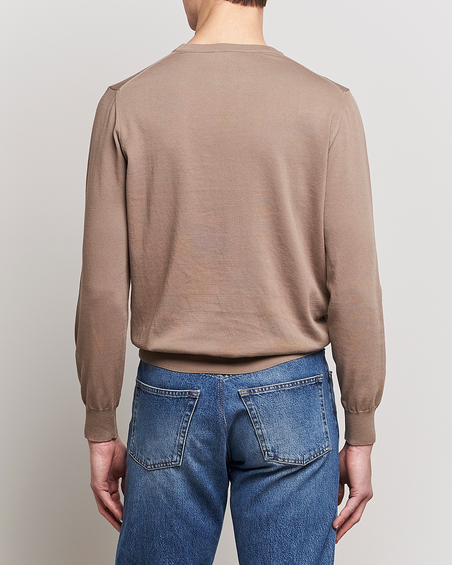 Herr | Tröjor | Canali | Cotton Crew Neck Pullover Brown