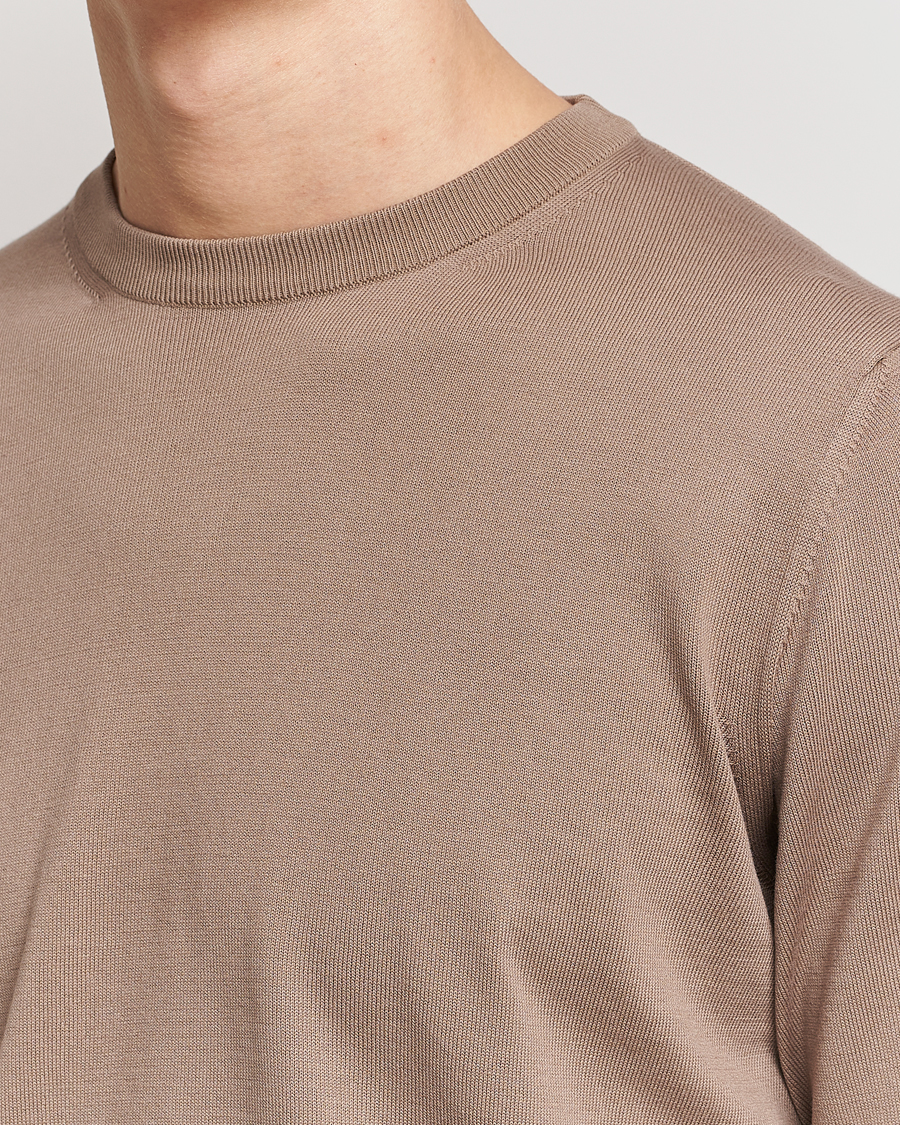 Herr | Tröjor | Canali | Cotton Crew Neck Pullover Brown