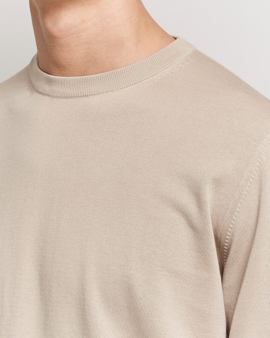 Herr | Tröjor | Canali | Cotton Crew Neck Pullover Beige