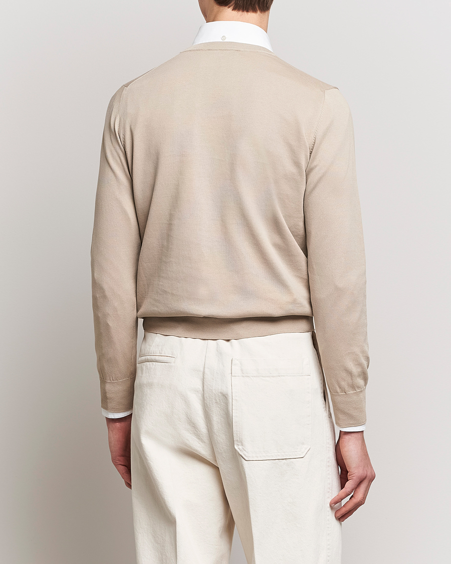 Herr | Tröjor | Canali | Cotton V-Neck Pullover Beige