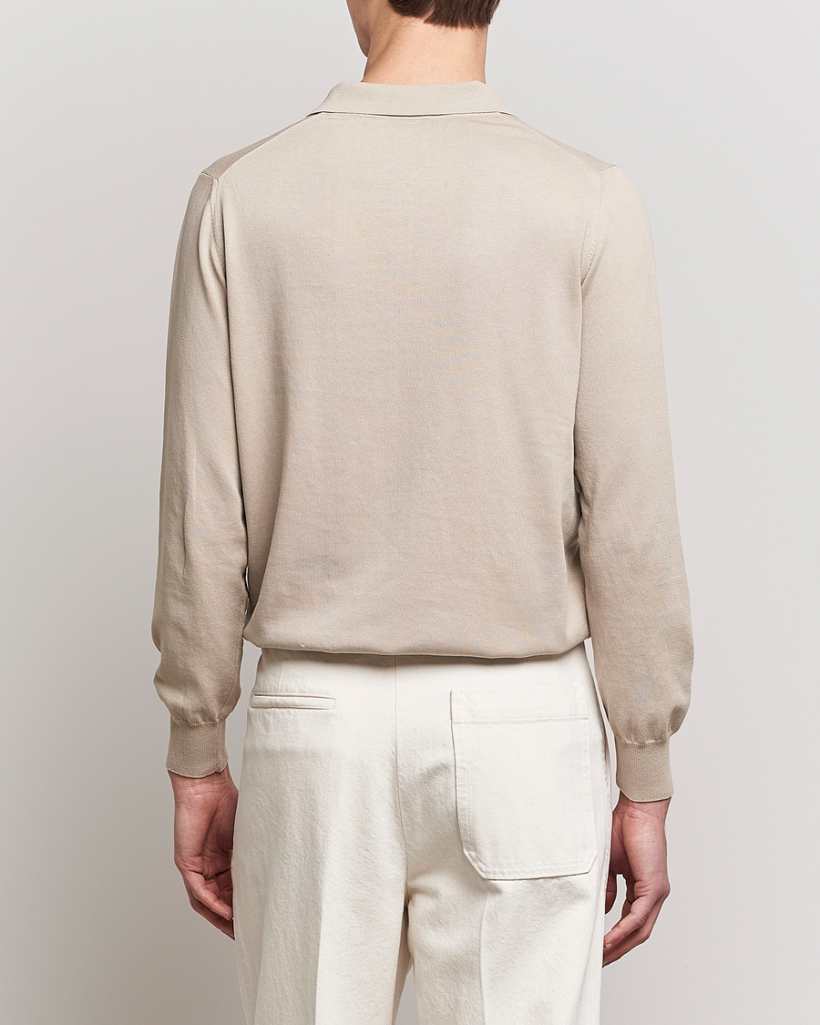 Herr | Tröjor | Canali | Cotton Long Sleeve Polo Beige