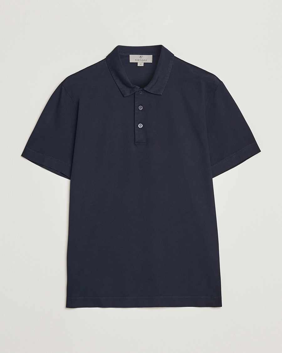 Herr | Pikéer | Canali | Short Sleeve Polo Pique Navy
