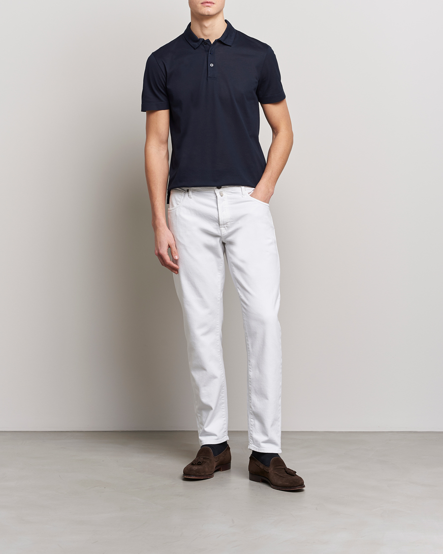 Herr | Pikéer | Canali | Short Sleeve Polo Pique Navy