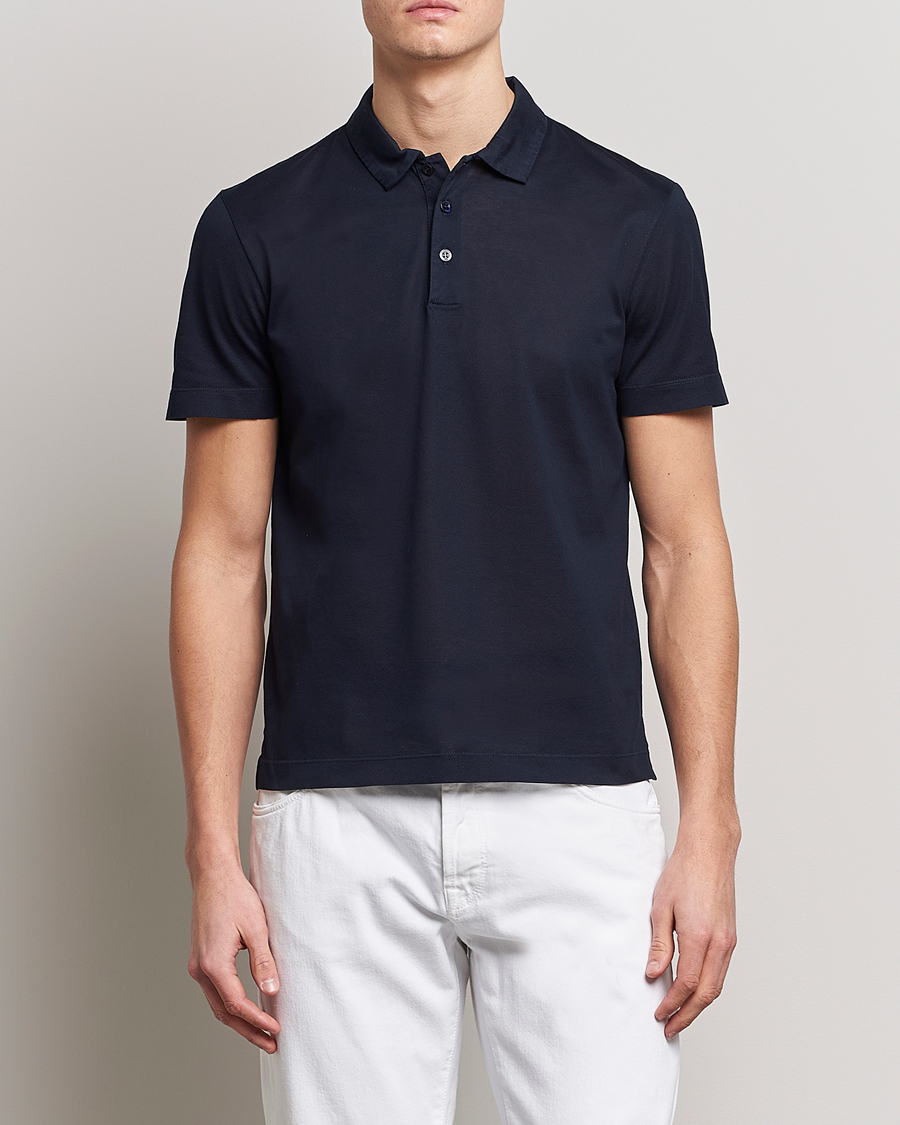 Herr | Pikéer | Canali | Short Sleeve Polo Pique Navy