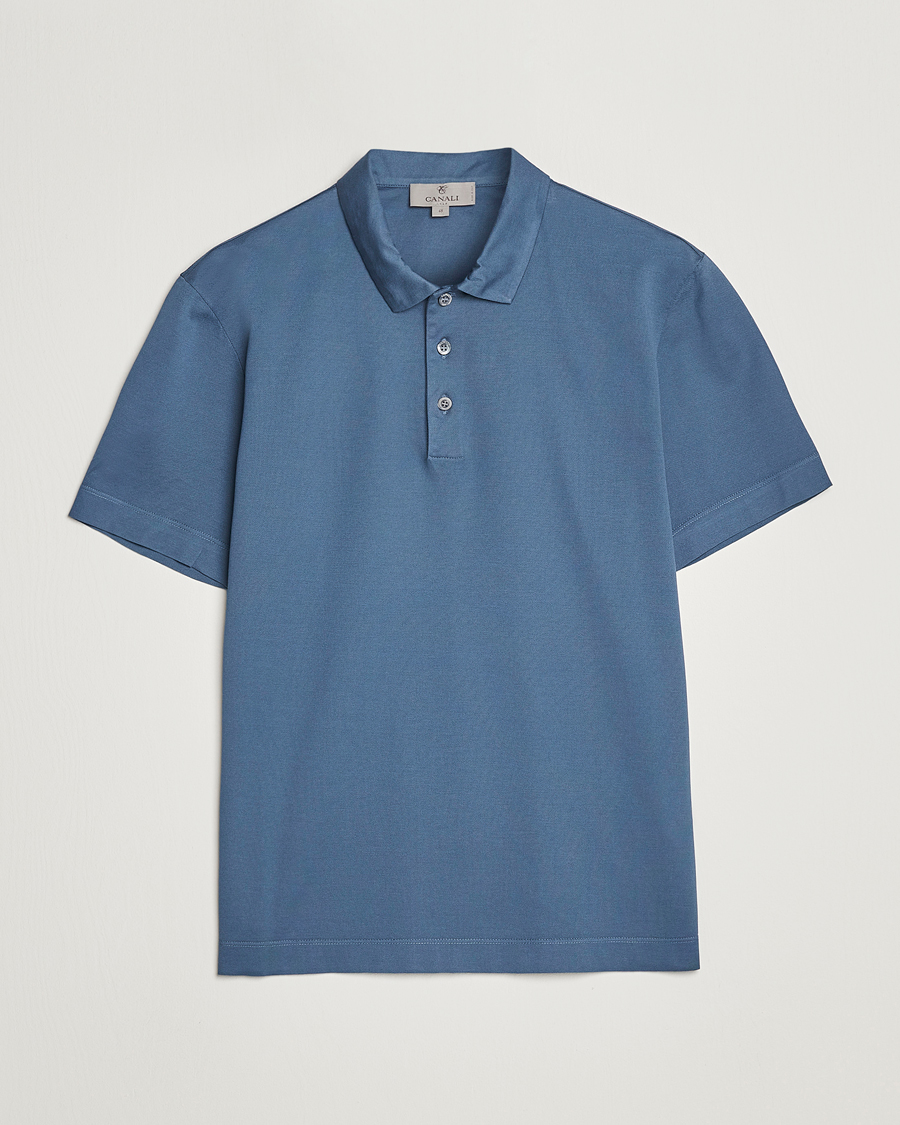 Herr | Pikéer | Canali | Short Sleeve Polo Pique Steel Blue