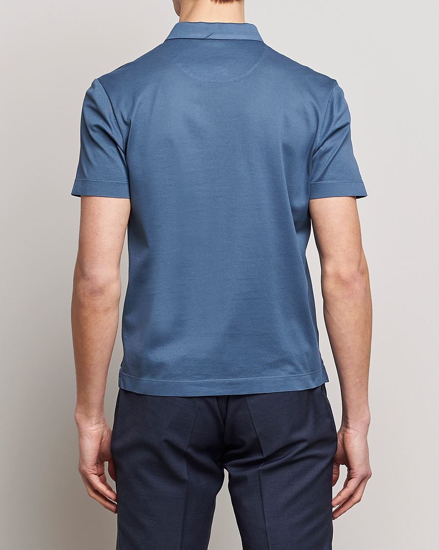 Herr | Pikéer | Canali | Short Sleeve Polo Pique Steel Blue