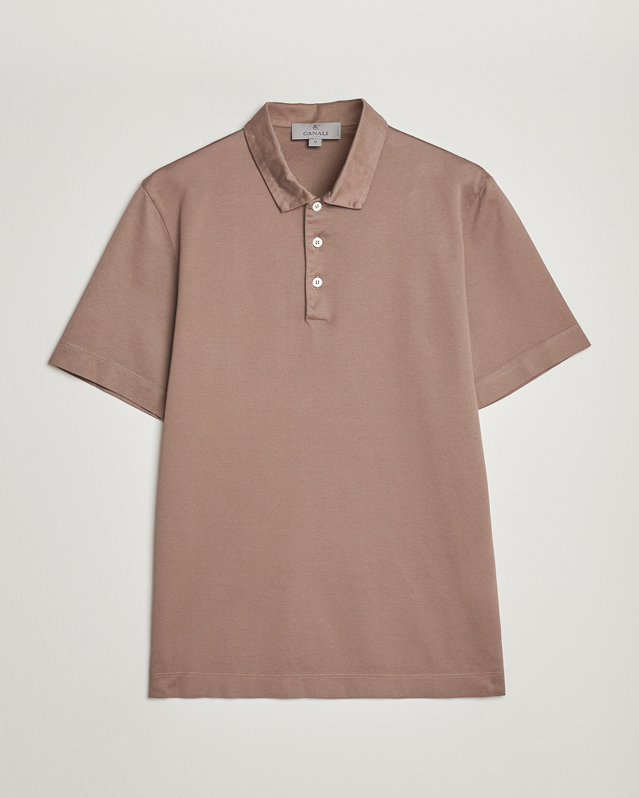 Herr | Pikéer | Canali | Short Sleeve Polo Pique Taupe