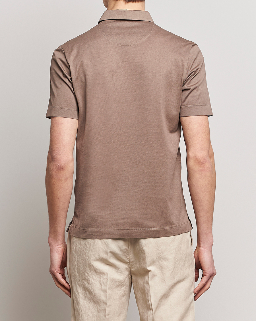 Herr | Pikéer | Canali | Short Sleeve Polo Pique Taupe
