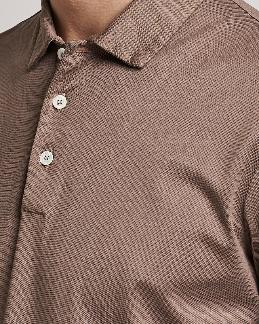 Herr | Pikéer | Canali | Short Sleeve Polo Pique Taupe
