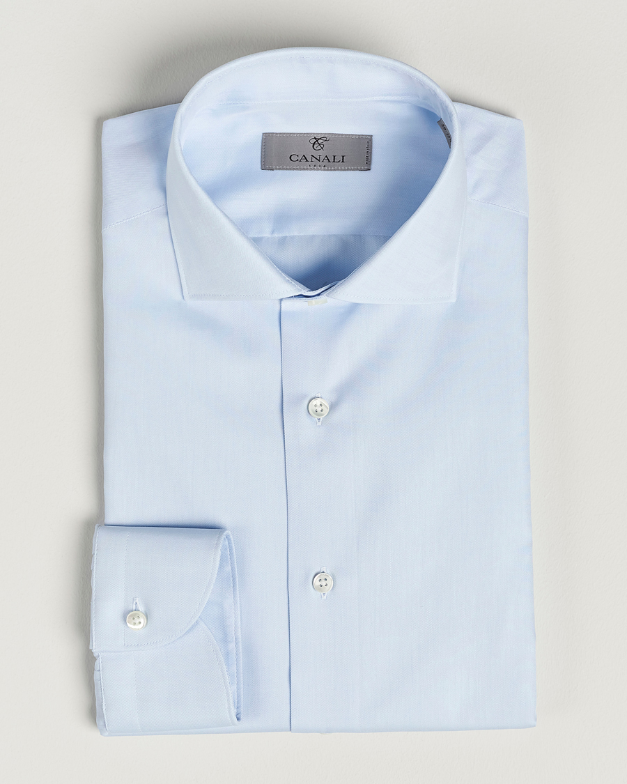 Herr | Skjortor | Canali | Slim Fit Cotton Shirt Light Blue