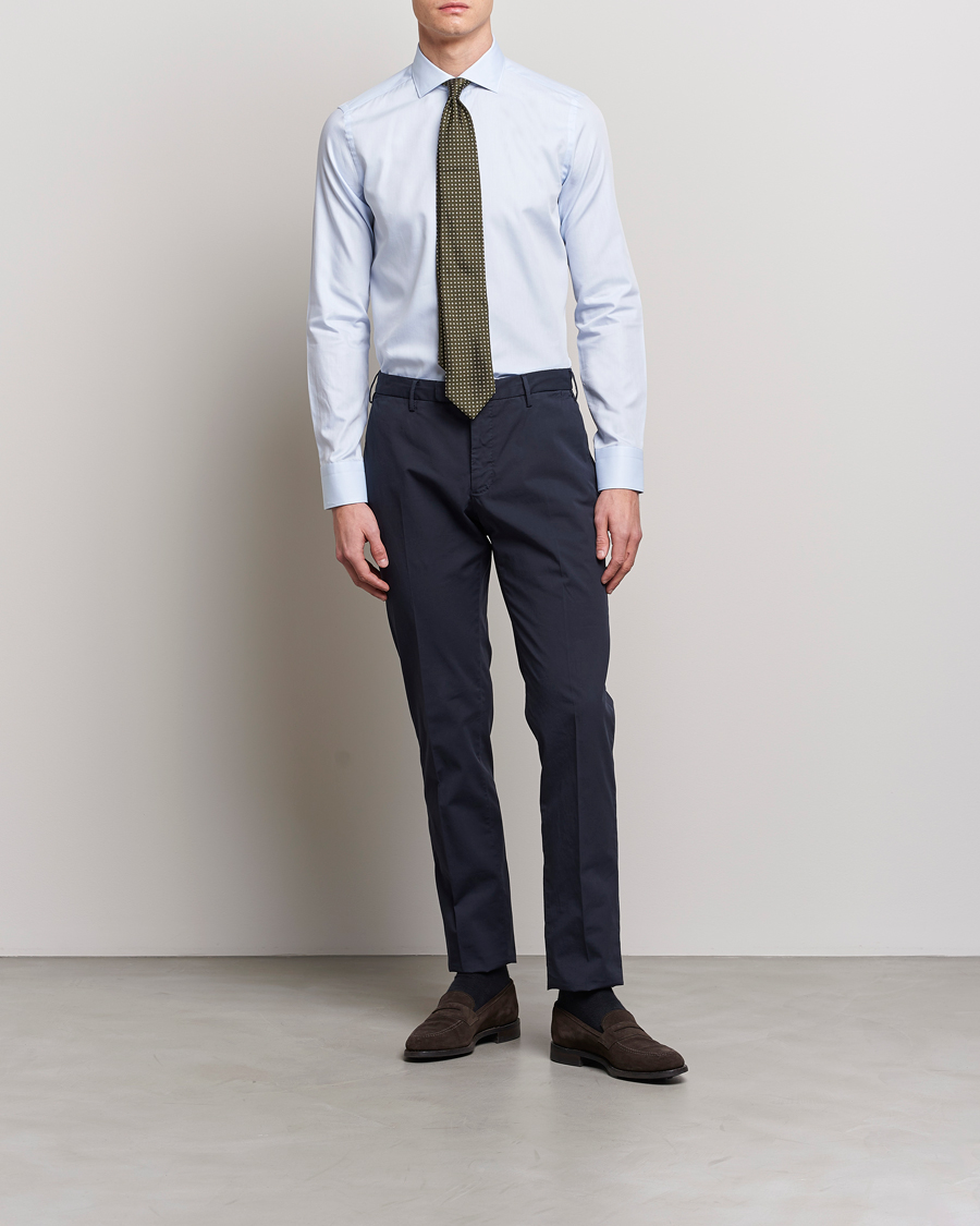 Herr | Businesskjortor | Canali | Slim Fit Cotton Shirt Light Blue