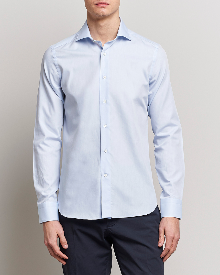 Herr | Skjortor | Canali | Slim Fit Cotton Shirt Light Blue