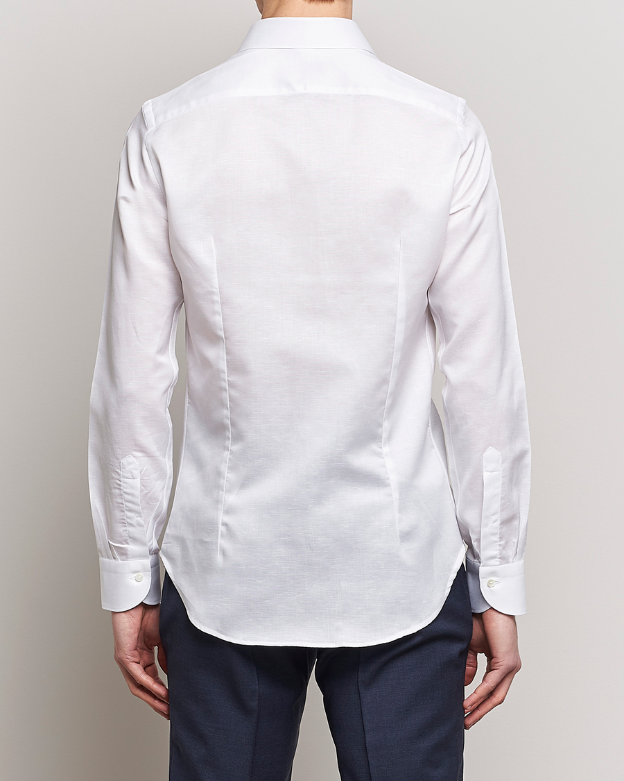 Herr | Skjortor | Canali | Slim Fit Linen Shirt White