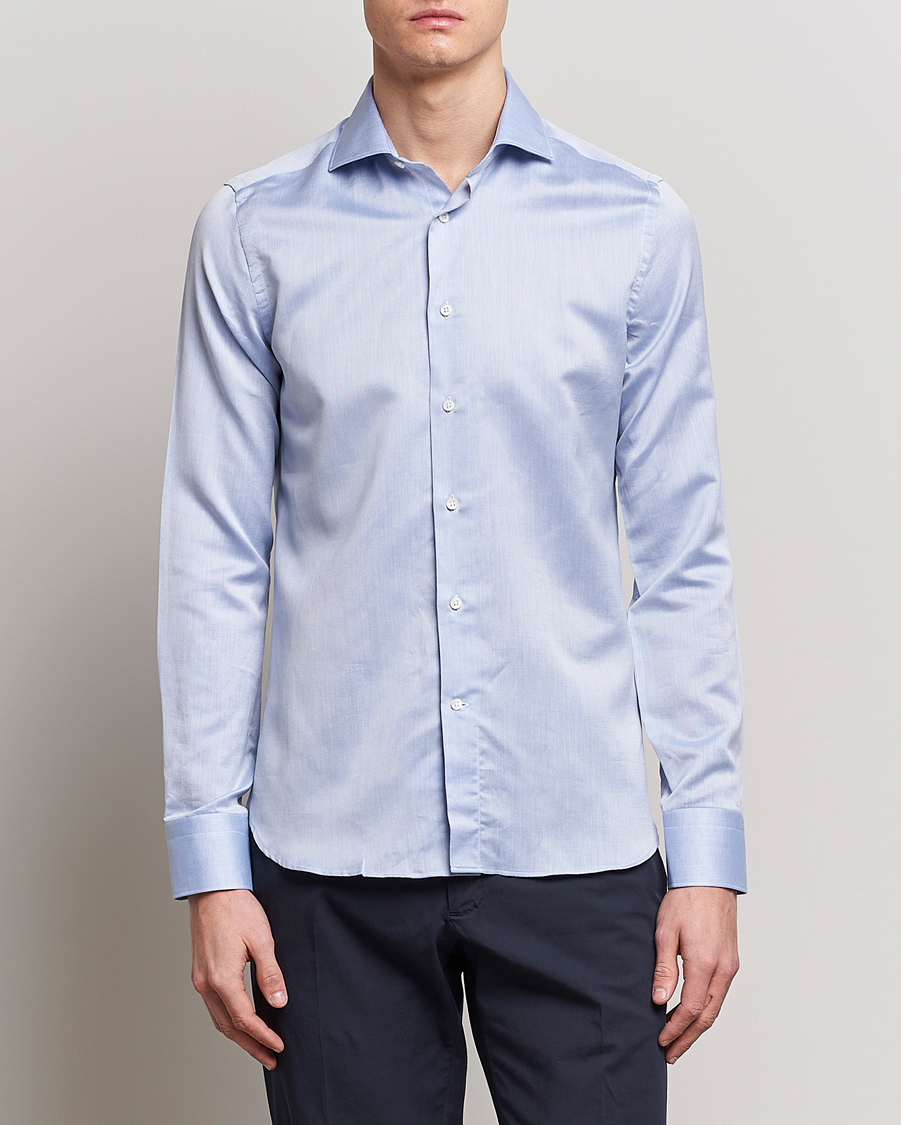 Herr | Quiet Luxury | Canali | Slim Fit Linen Shirt Light Blue