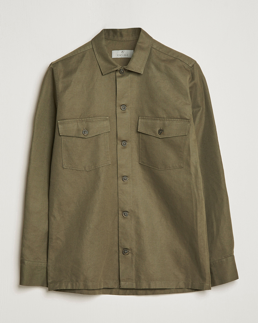 Herr | Skjortor | Canali | Safari Overshirt Olive