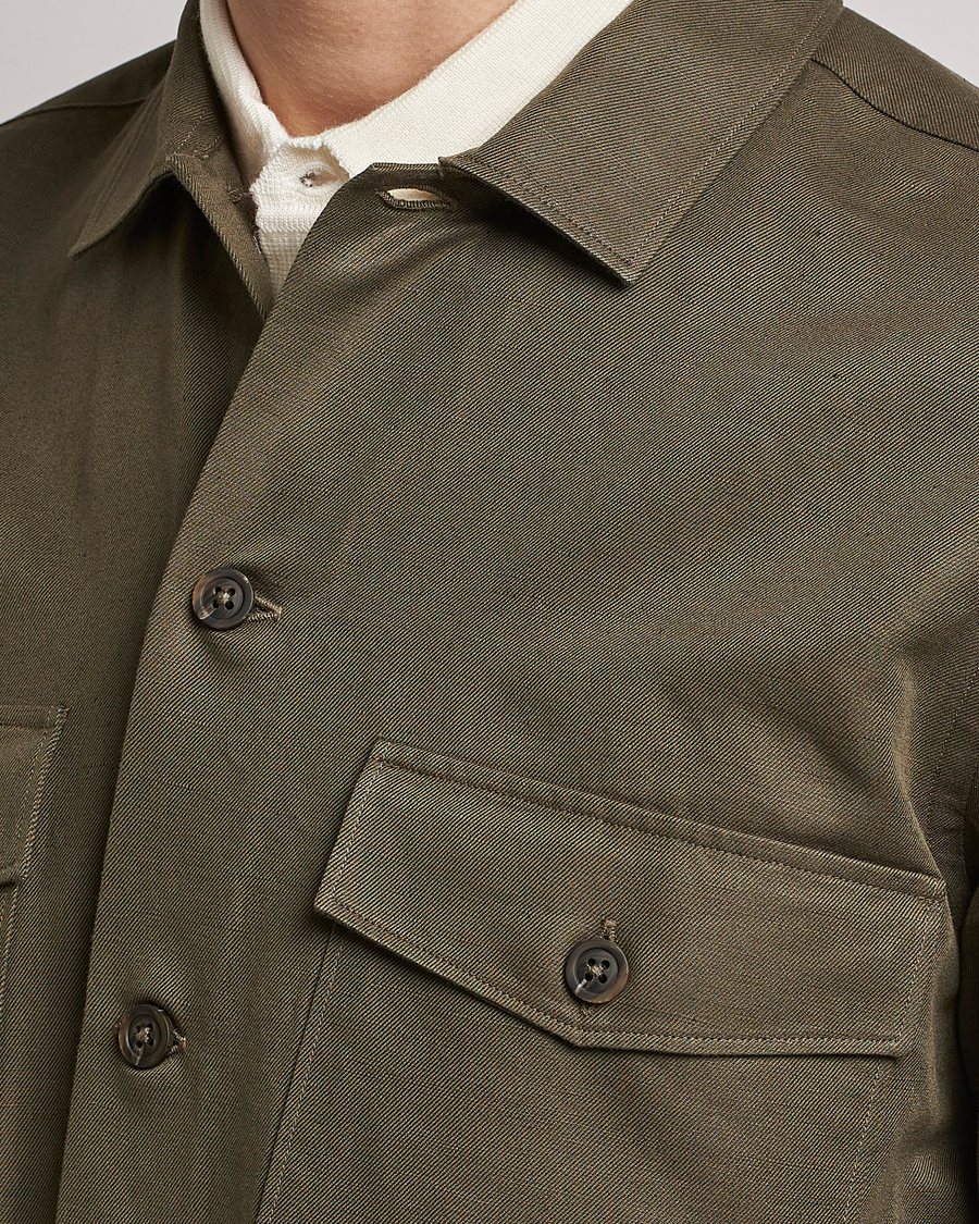 Herr | Skjortor | Canali | Safari Overshirt Olive