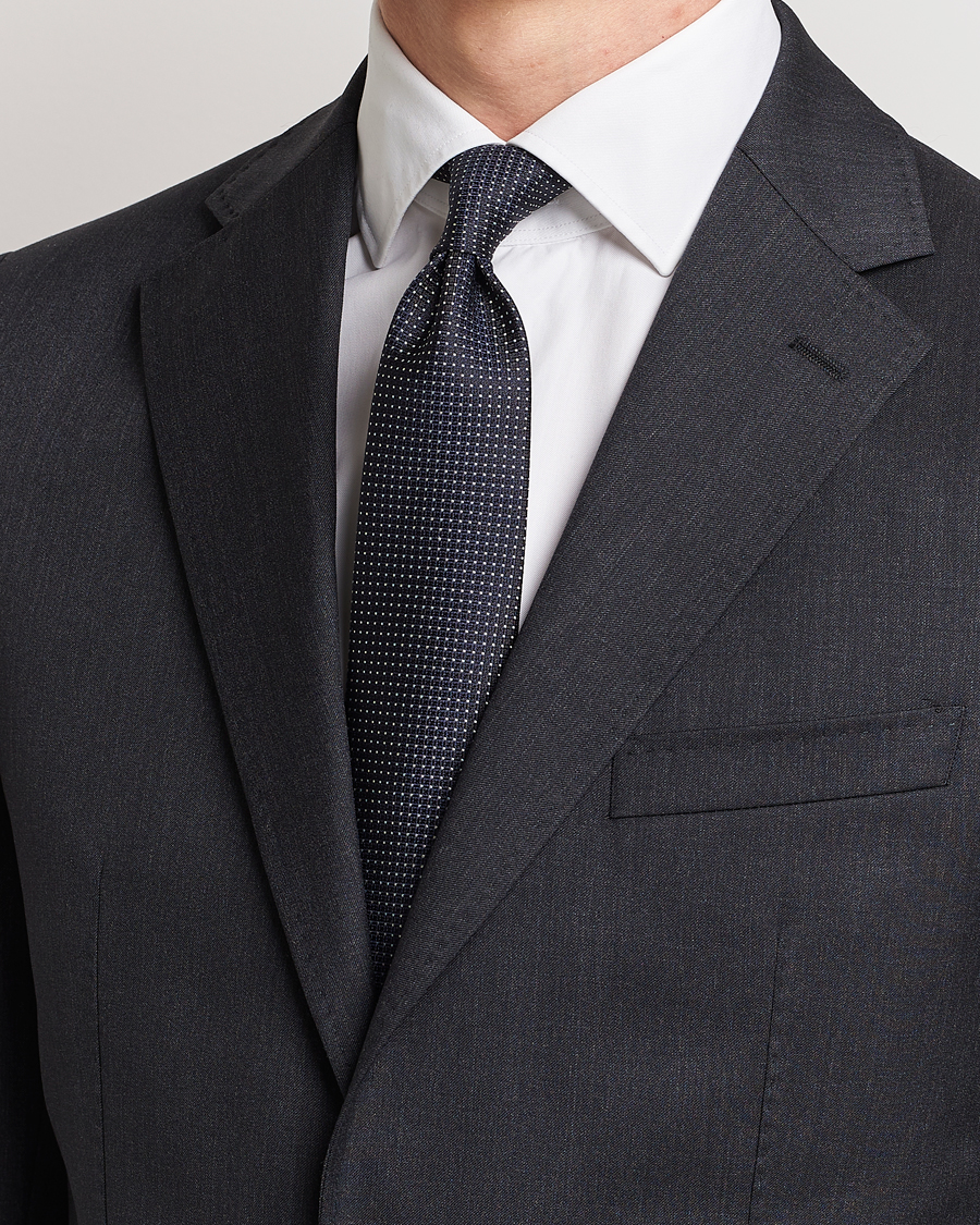 Herr | Canali Micro Jacquard Silk Tie Navy | Canali | Micro Jacquard Silk Tie Navy