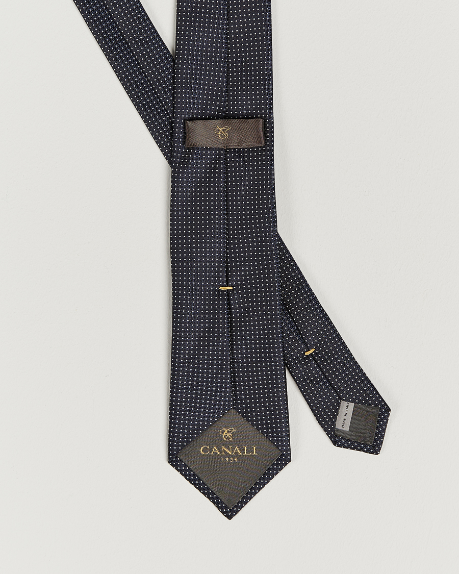 Herr | Canali Micro Jacquard Silk Tie Navy | Canali | Micro Jacquard Silk Tie Navy