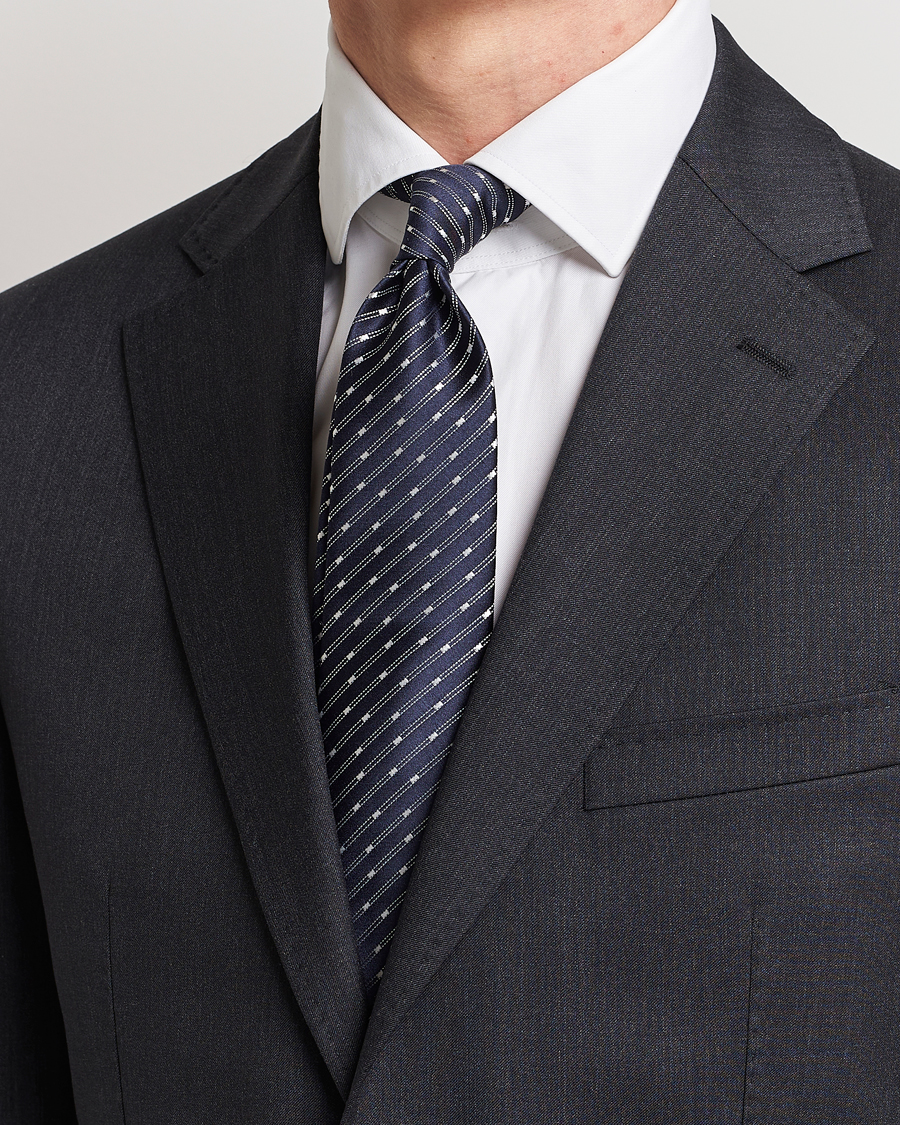 Herr | Canali Micro Jacquard Silk Tie Navy | Canali | Micro Jacquard Silk Tie Navy