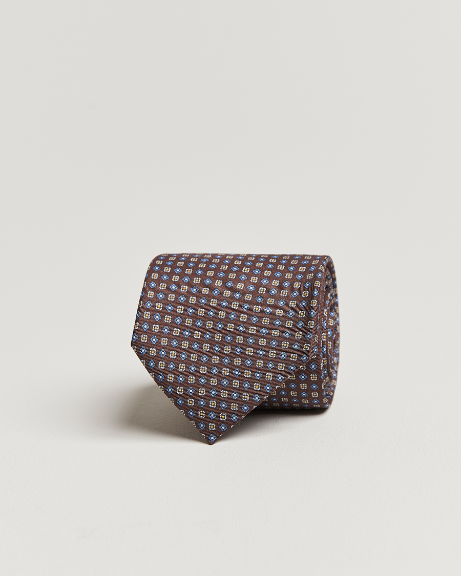 Herr | Canali Micro Pattern Printed Silk Tie Brown | Canali | Micro Pattern Printed Silk Tie Brown