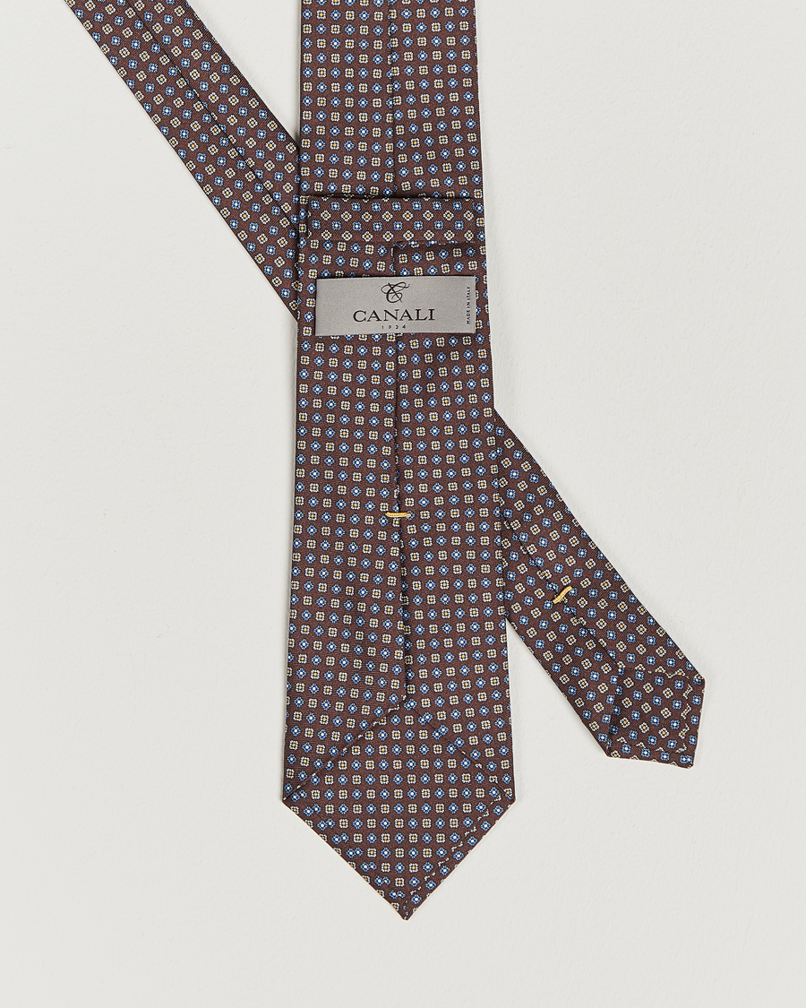 Herr | Canali Micro Pattern Printed Silk Tie Brown | Canali | Micro Pattern Printed Silk Tie Brown