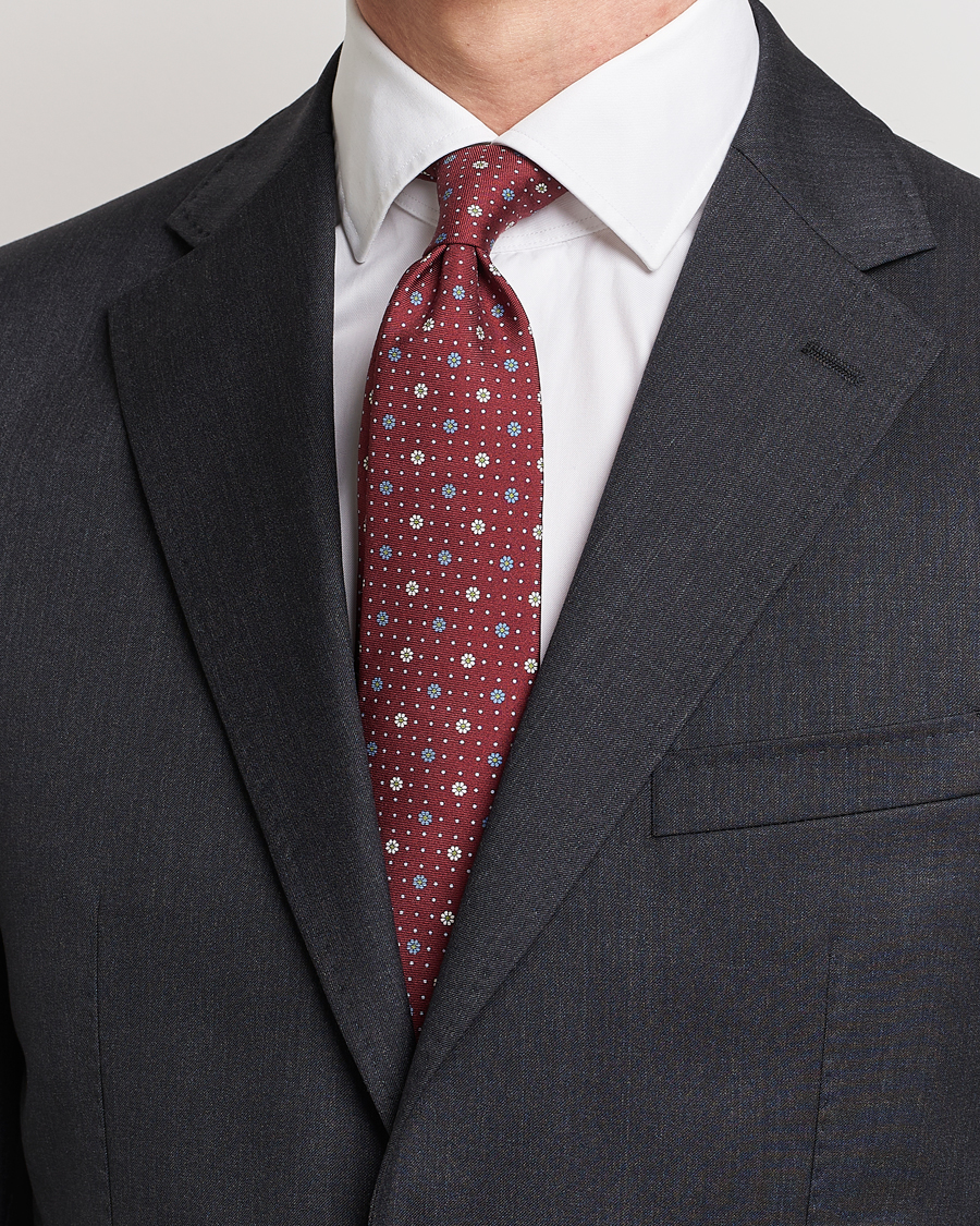 Herr | Canali Printed Flower Silk Tie Burgundy | Canali | Printed Flower Silk Tie Burgundy