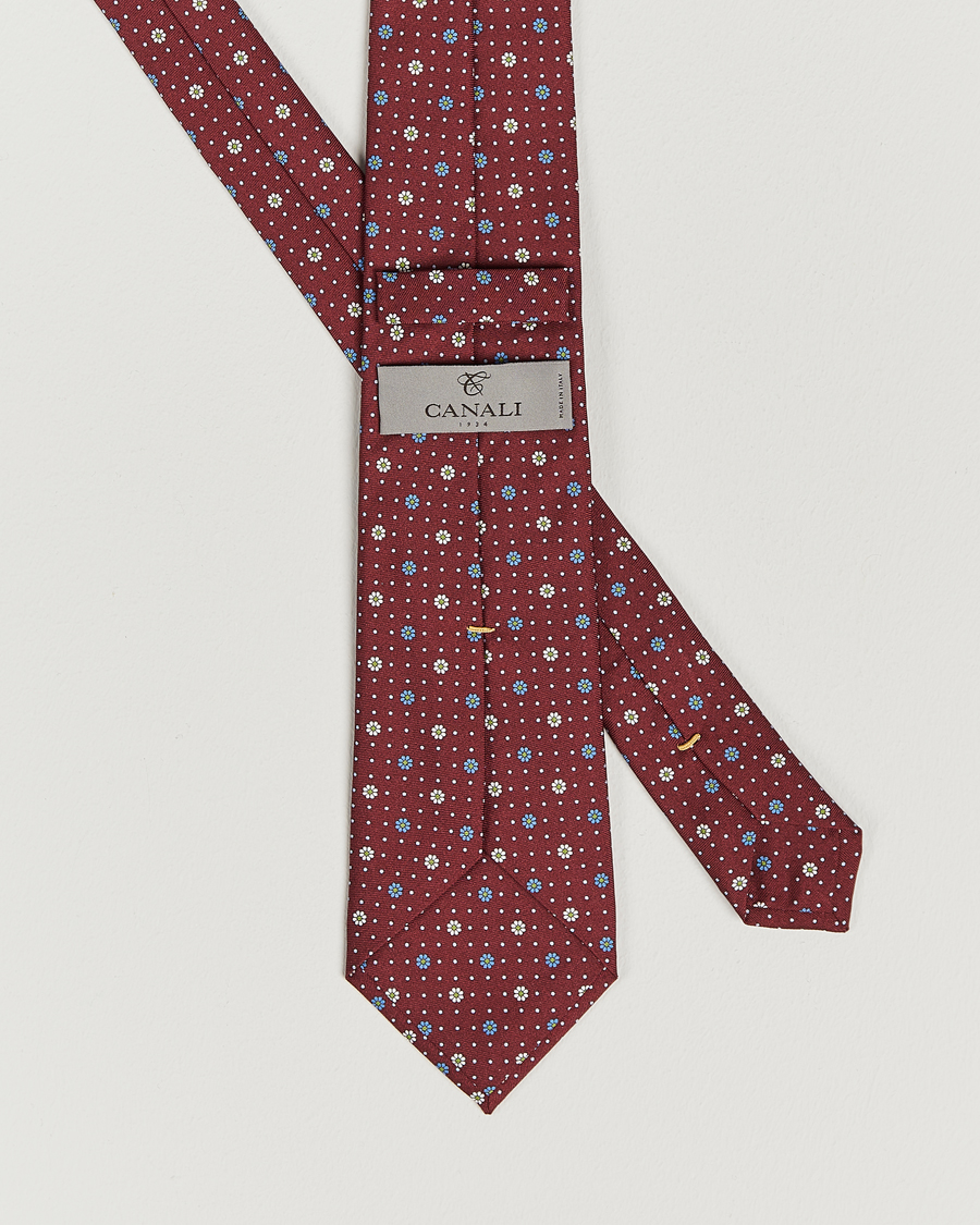 Herr | Canali Printed Flower Silk Tie Burgundy | Canali | Printed Flower Silk Tie Burgundy