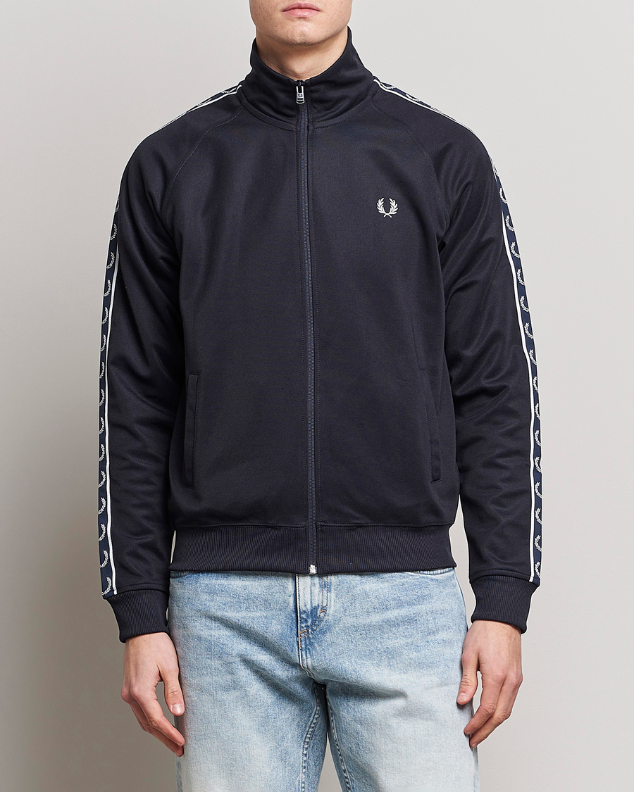 Herr | Tröjor | Fred Perry | Taped Track Jacket Navy/White