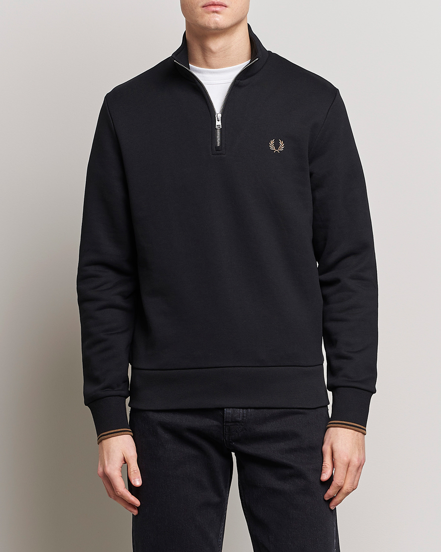 Herr | Tröjor | Fred Perry | Half Zip Sweatshirt Black