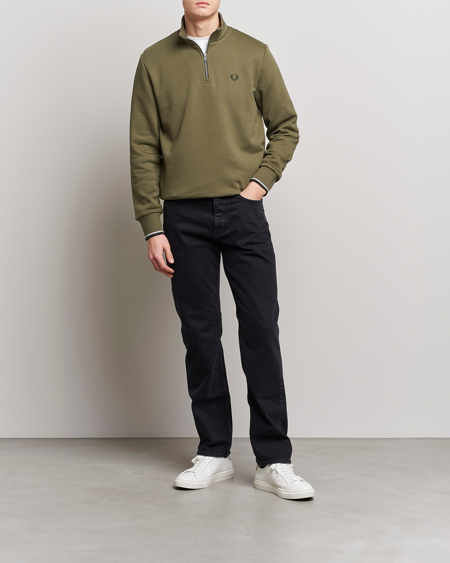 Herr | Tröjor | Fred Perry | Half Zip Sweatshirt Uniform Green