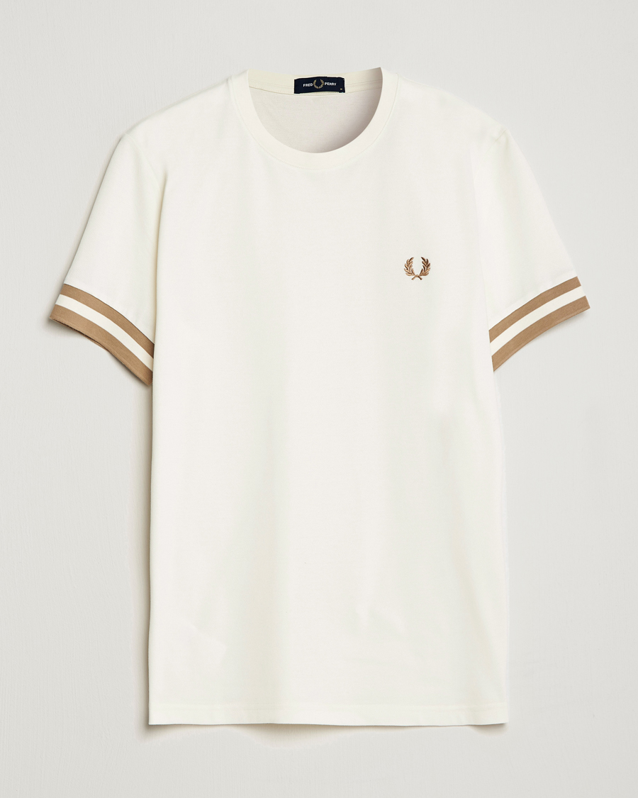 Herr | T-Shirts | Fred Perry | Boled Tipped Pique T-Shirt Ecru