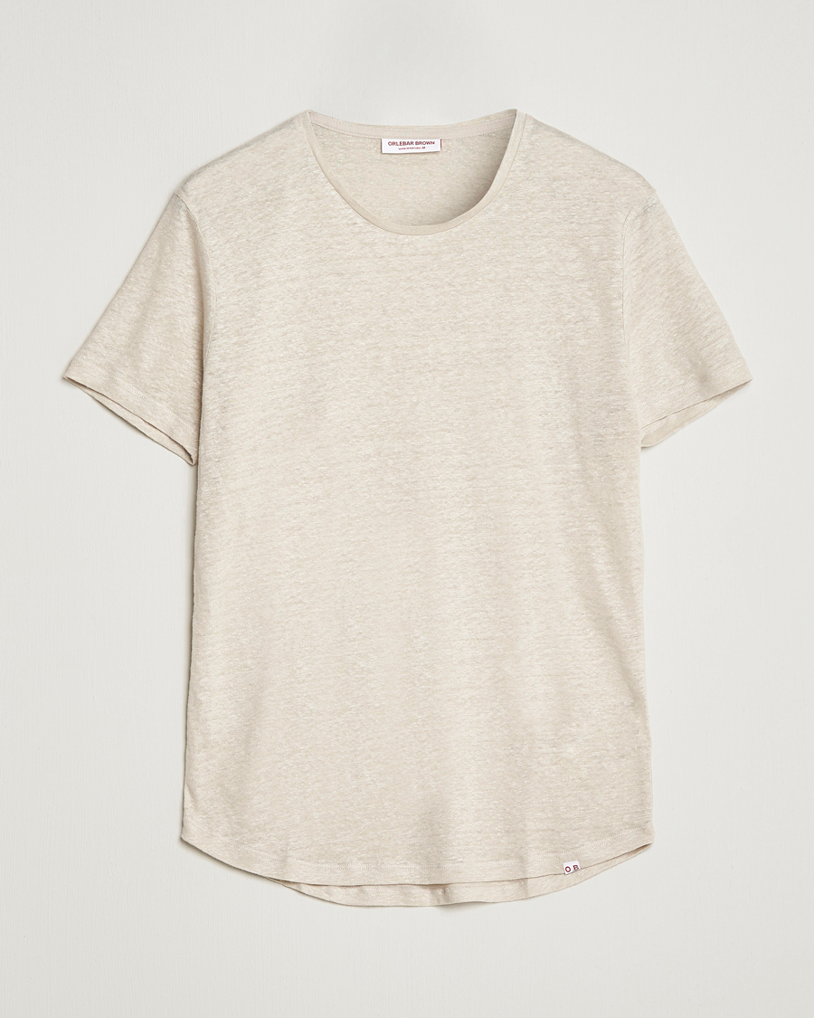Herr | T-Shirts | Orlebar Brown | OB Linen Crew Neck Tee Pebble