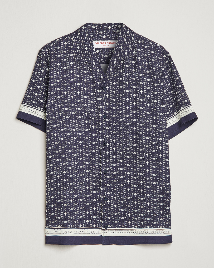 Herr | Skjortor | Orlebar Brown | Hibbert Bandana Viscose/Linen Shirt Dark Sapphire