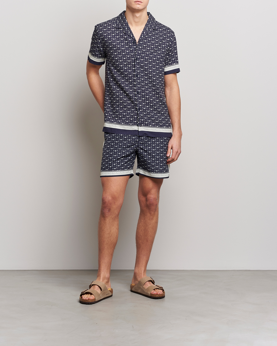 Herr | Skjortor | Orlebar Brown | Hibbert Bandana Viscose/Linen Shirt Dark Sapphire